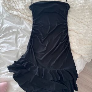 Vintage express Elegant Black Strapless Dress